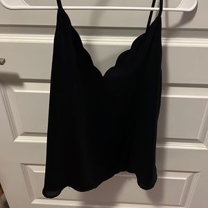 Black Scalloped Tank Top